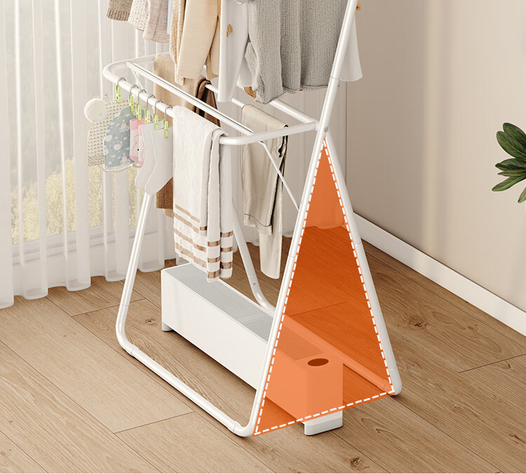 QIAONAMEI Floor Standing Clothes Drying Rack with Skirting Board, Coat and Hat Rack, Clothes Dryer, Quilt Drying Rack Model 4255 13