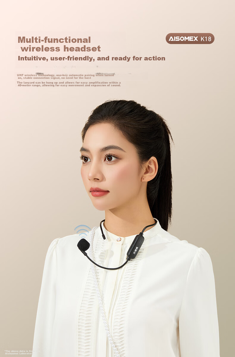 AISOMEX Portable Amplifier for Teachers, Classroom Teaching Bluetooth Wireless Microphone, Outdoor Tour Guide Shopping Small Loudspeaker K18 Wireless White 5