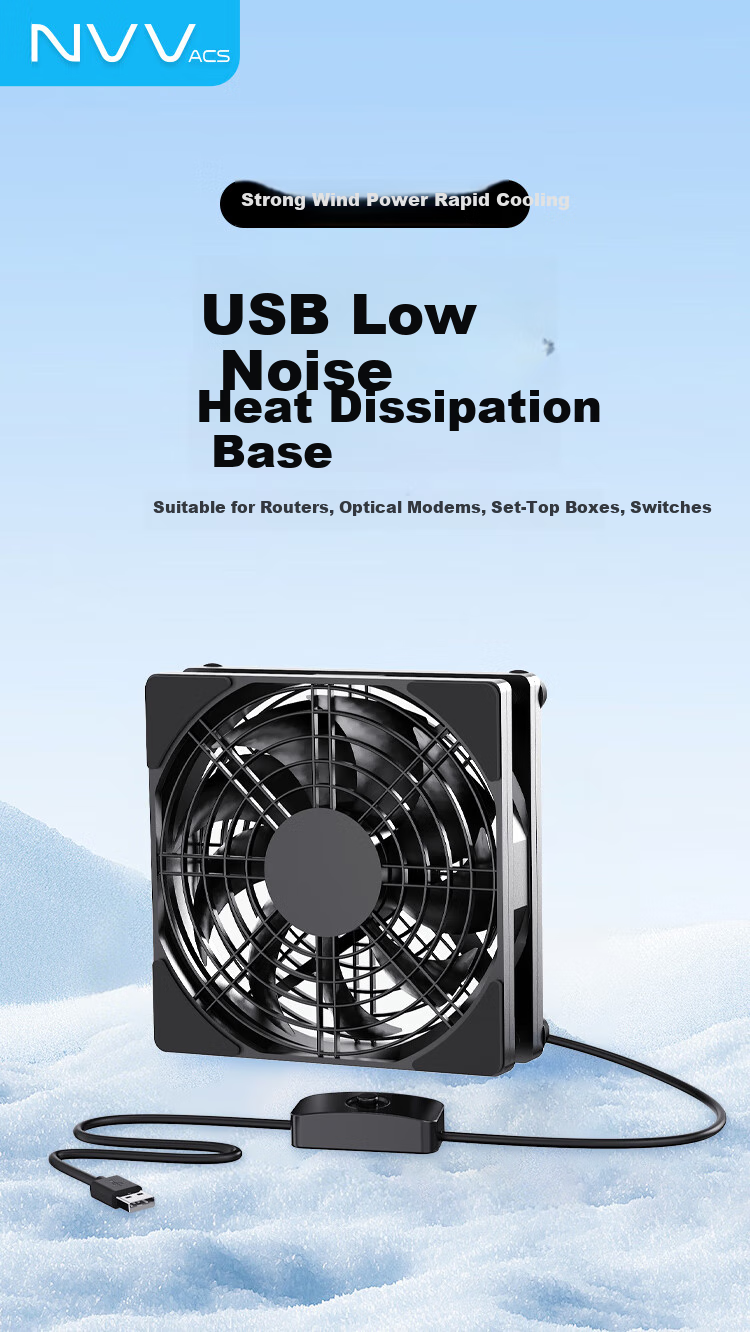NVV Router Cooling Fan, Optical Modem TV Set-Top Box Cooling Base, Quiet Fast Cooling USB Cooling Fan Bracket Cooler NZ-CB1 1