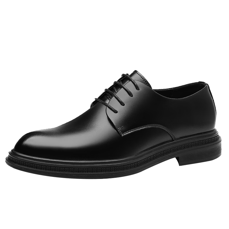 Poitulas Men's Lace-Up Business Casual Shoes, British Style Versatile Thick-Soled Formal Shoes Wedding Shoes for Men 9033 Black Size 43