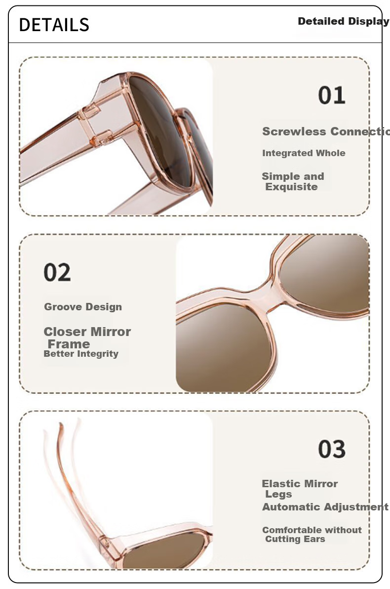 Baixiaoshe Sunglasses Clip-On for Nearsighted Glasses, Glossy Black Lenses, Sunglasses for Men And Women, Driving UV Protection Polarized Sunglasses 4