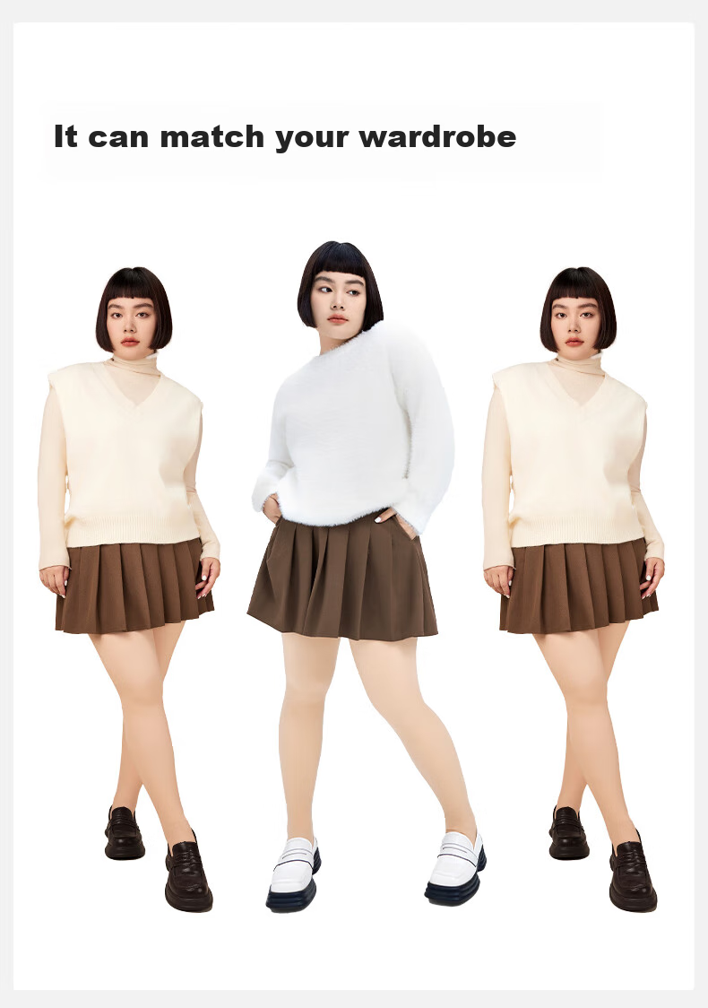 Guniangjia Double-Layer Detachable Pantyhose for Women, Autumn And Winter Base Layer Leggings, Natural Skin Tone Socks, Warm Fleece-Lined, Plus Size 28