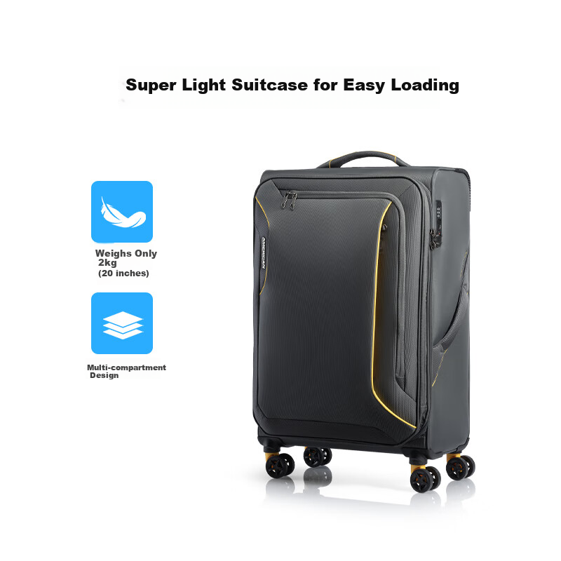 American Tourister 20-inch Expandable Softshell Spinner Luggage Black DB7 TSA Lock