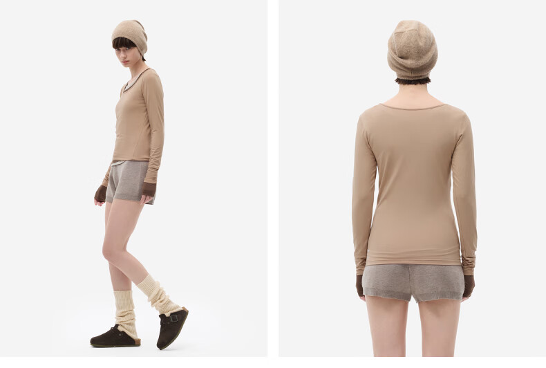 Bananain Liu Haocun Edition Thermal Skin 301 + Women's Warm Cotton-Feel Antibacterial Moisture-Wicking Thermal Underwear Autumn Base Shirt 11
