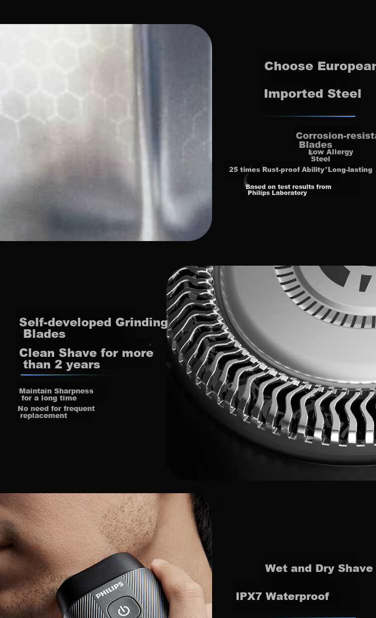 PHILIPS [Mid-Autumn Festival Gift Box] New Self-Operated Men's Electric Shaver, Pebble Portable Model, 0.0 Micron Close Shave, Golden Ratio, Extreme Black, Birthday Gift for Me 11