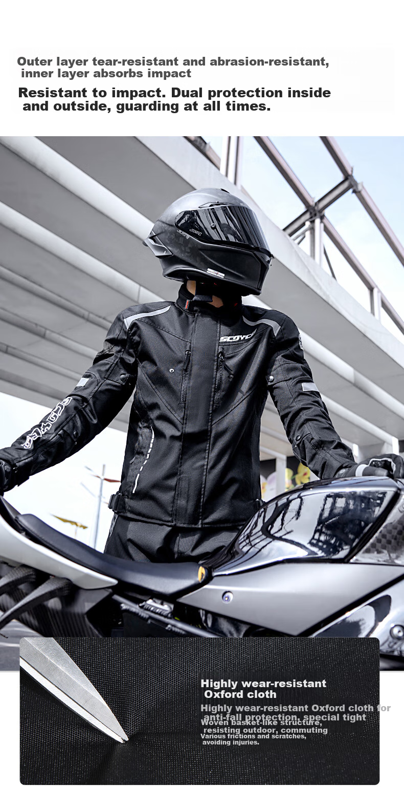 SCOYCO Motorcycle Riding Suit, Racing-Style Protective Gear, Anti-Fall, Windproof, Wear-Resistant, Specialized Equipment for Men, All Seasons 3