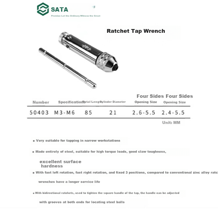 SATA Ratchet Tap Wrench M3-M6 50403 3