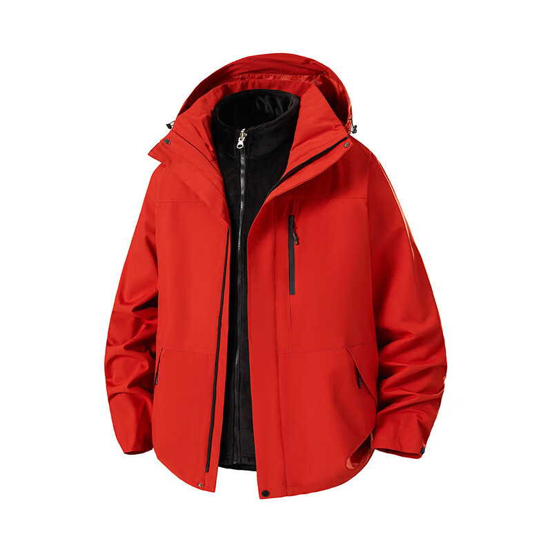 JEEP SPIRIT Men's Outdoor Fleece 3-in-1 Mountaineering Jacket Winter Windproof Waterproof Coat Black 3XL 2