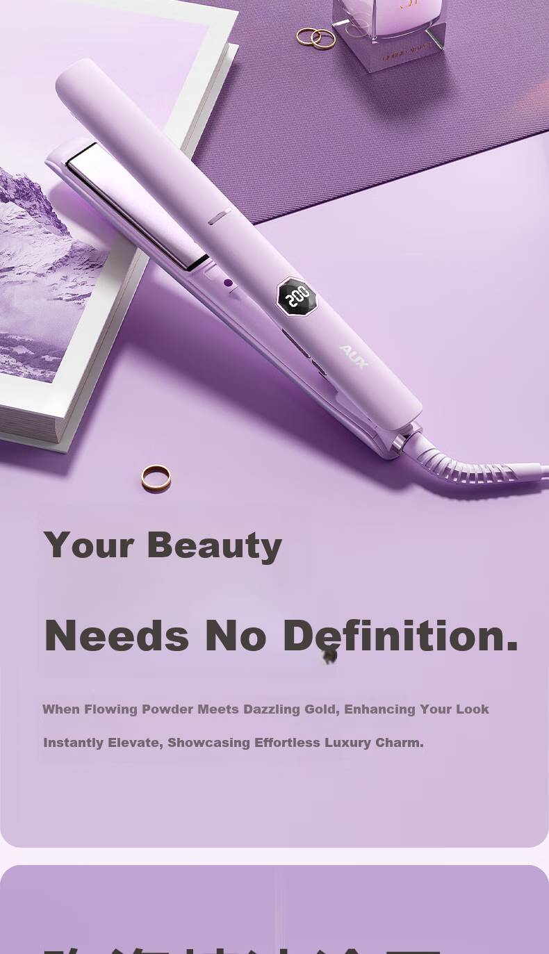 AUX Straight And Curled Hair Iron with Negative Ion, Hair-Friendly, Anti-Scalding, Dual-Use for Straight And Curly Hair, Five Temperature Settings, Bangs Clip, High Crown Volumizing Tool, Curling Iron, 520 Gift 10