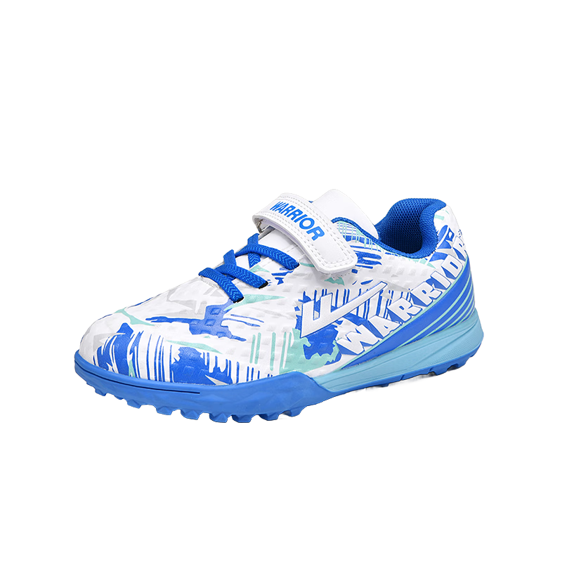 Huili Soccer Shoes, TF Turf Cleats, Velcro Strapless, for Men, Women, Children, Students, Campus And Lawn Use, 572 31 White Deep Blue