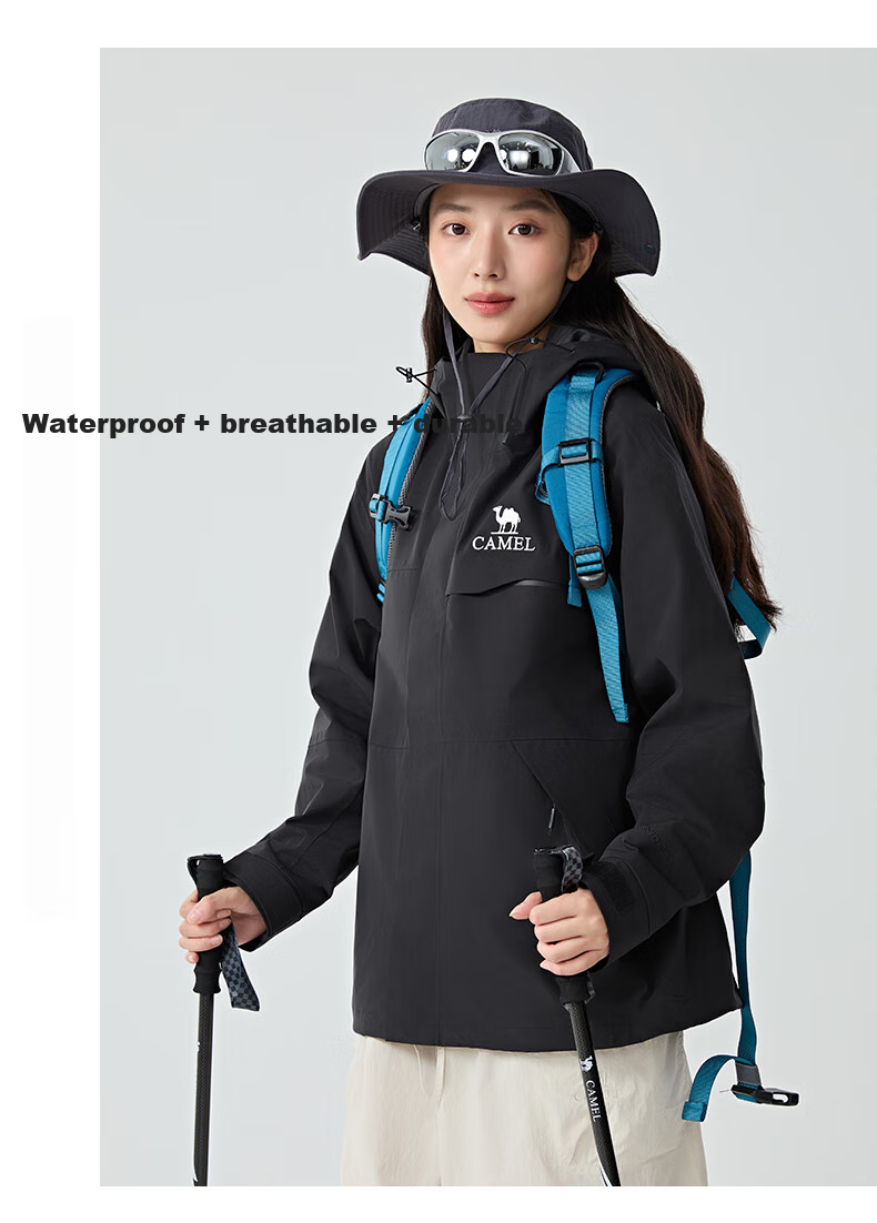 CAMEL [Zhuifengzhe Single-Use] Outdoor Waterproof Windproof Breathable Jacket for Couples Hiking W34CATG603B 18