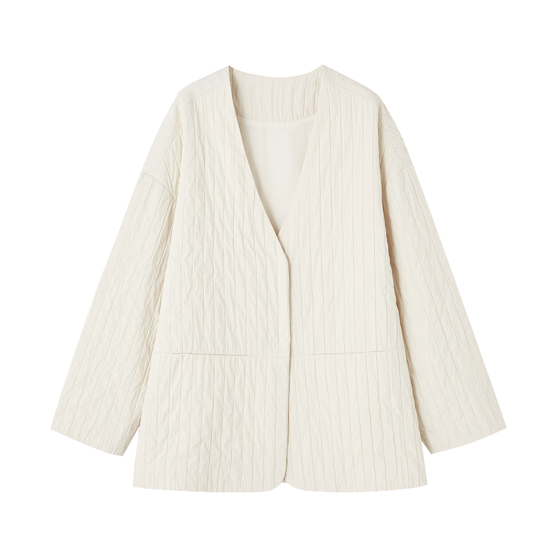 Demana [Smart Aesthetic] Winter Korean Style V-Neck Loose Drop Shoulder Hidden Placket Vintage Striped Women's Blazer Jacket