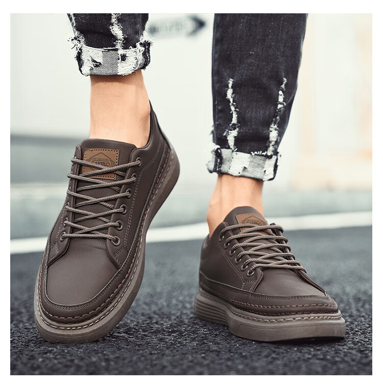 CARTELO Men's Shoes Autumn 2026 Fashion Casual British Style Leather Soft Sole Sneakers Black Brown 42 12