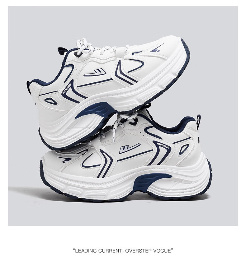Warrior Women's Sports Shoes 2025 Autumn New Thick-Soled Leather Casual Breathable Dad Sneakers Silver 36 4