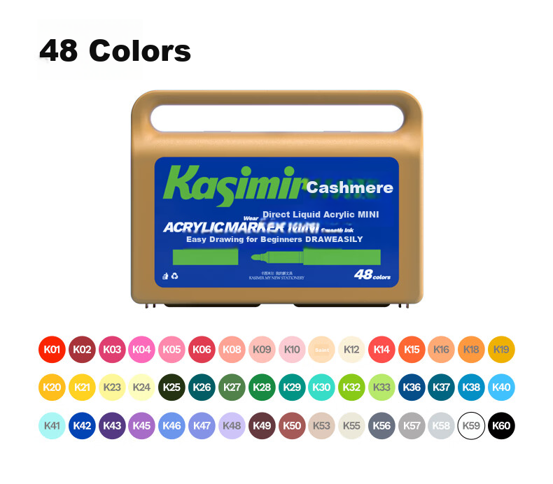 Kasimir 60-Color Mini Palette Acrylic Markers with Soft Tips, Non-Bleeding Paint Pens for Drawing, Watercolor, Birthday Gifts, Instant Photo Paper Doodling Pens 14