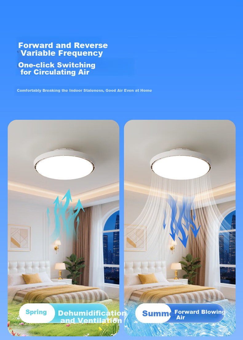 HSOS AI Voice-Controlled Smart Invisible Fan Light for Bedroom And Dining Room, Ceiling-Mounted Quiet Variable-Speed Electric Fan Pendant Light 23