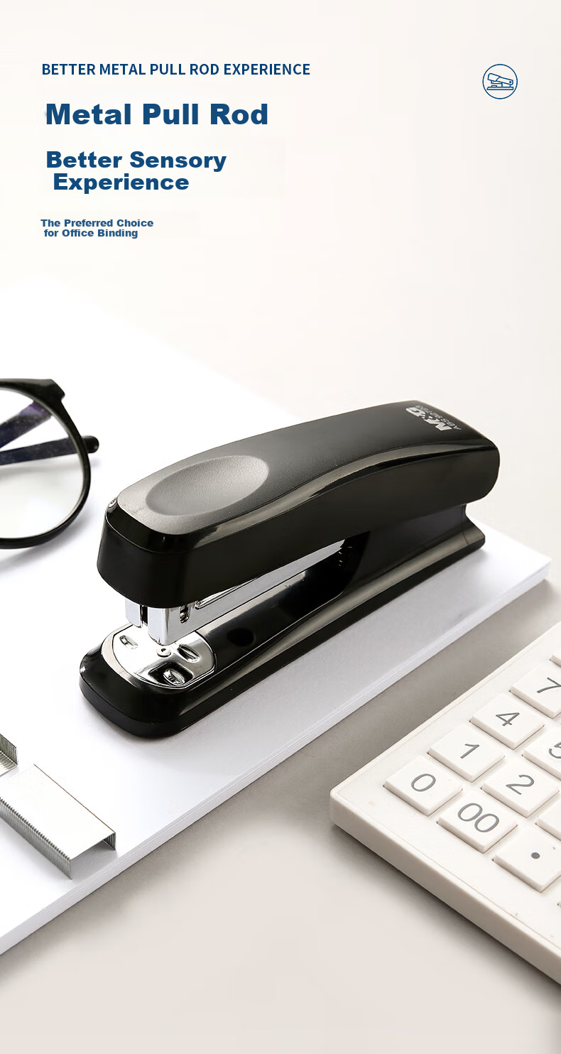 M&G Low-Force Stapler, 25-Sheet Heavy-Duty Stapler, Pop-Up Staple Channel Binder, Single-Finger Press Binding for Students And Office Supplies, White, MG818 5