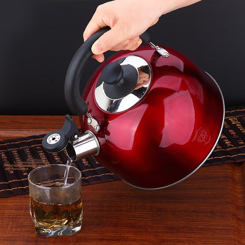 MAXCOOK Kettle, 304 Stainless Steel Whistling Kettle, 4L Thickened Sound-Making, Wine Red European Series MCH8696