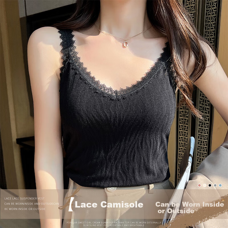 LangSha Women's Camisole, Lace Trim, Simple And Versatile, Elastic, Soft And Comfortable, Inner Wear Or Outer Wear, 2026
