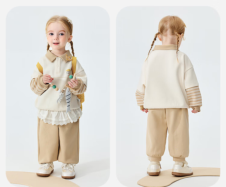 Minibala Kids Boys and Girls Two-Piece Set Children's Faux Two-Piece Sweatshirt and Sweatpants 2026 Spring New Arrival 13