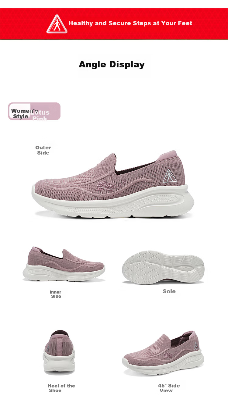 Zulijian Elderly Women's Shoes, Summer Slip-On Shoes, Breathable Mom Shoes, Casual Shoes, 6060K Twilight Purple, Size 40 5