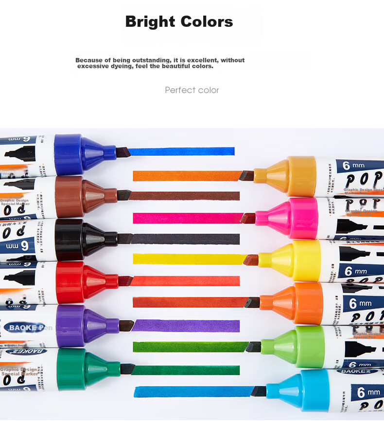 BAOKE [Best-Selling Product] 6mm 12-Color POP Brand Chalk Pen Set, Poster Advertising Paint Pens, Colored Marker Pens, MK840-6 6