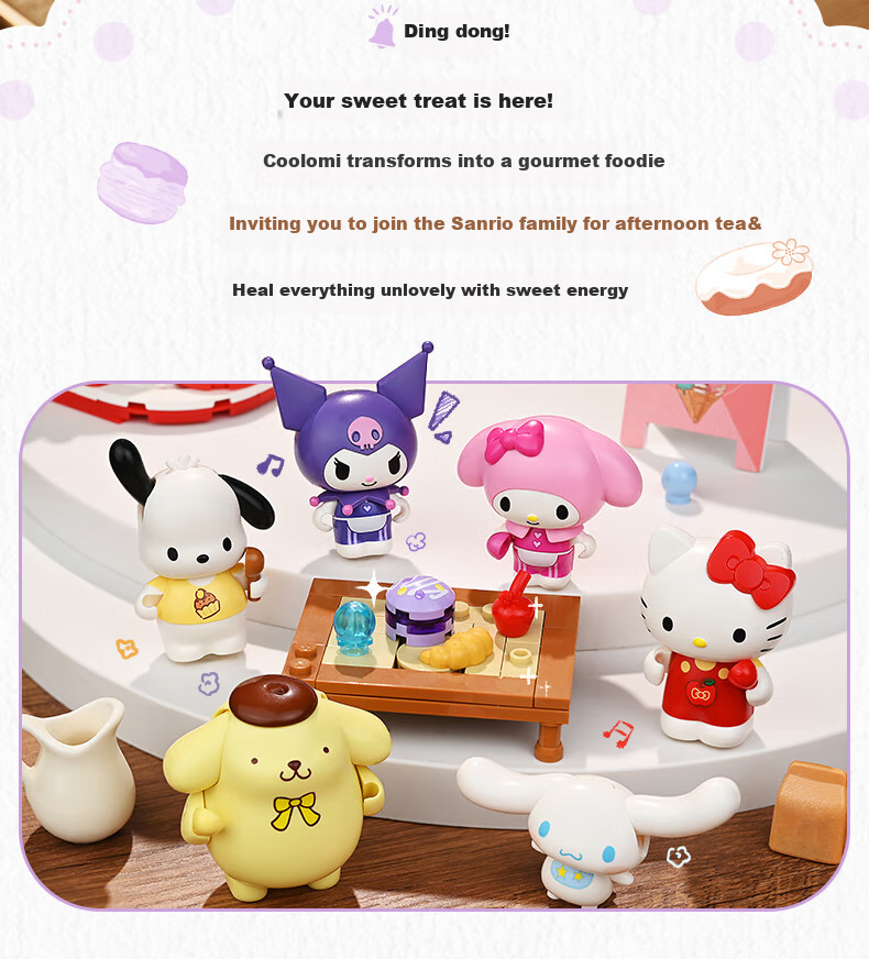 Keeppley Sanrio Hello Kitty Pompompurin Building Blocks Toy Small Particles Assembly Beach Swing K20833 1