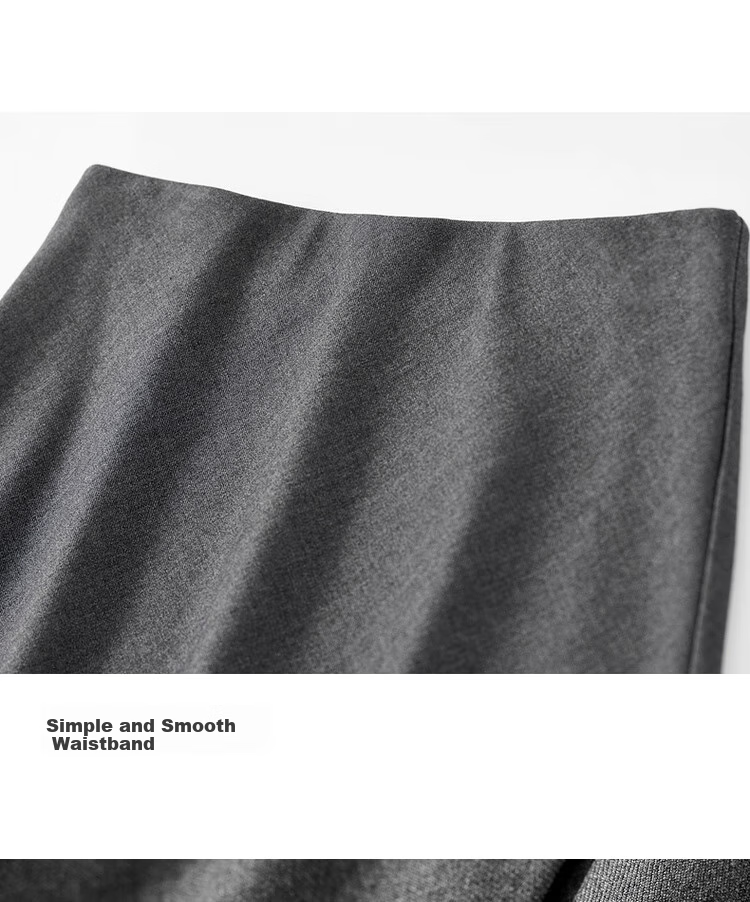 Sentubila Spring And Summer Wool Blend Skirt for Women with Elastic Waist, Slim Fit, Draping A-Line Skirt with Small Wavy Hem, Charcoal Gray, Size L 17
