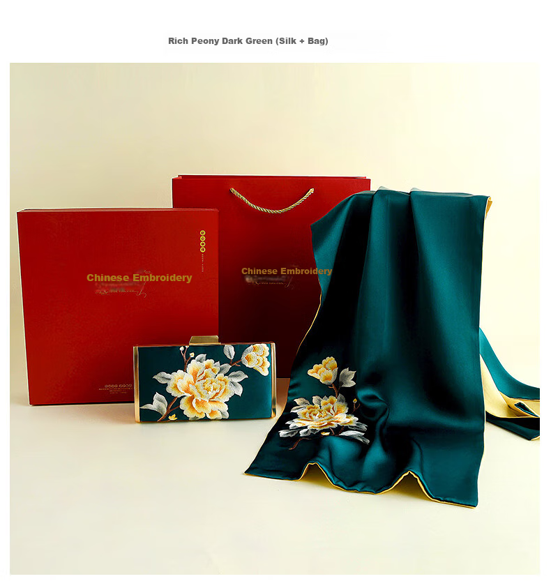 Hangsilu Silk Scarf And Bag Set, Mulberry Silk Women's Shawl, Birthday Gift for Mom Or Teacher on Mid-Autumn Festival 16