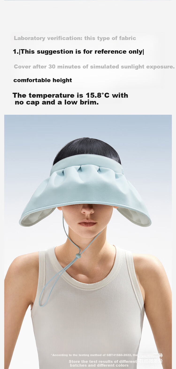 Bananain Liangpi Series Women's Sun Protection Hat with Wide Brim, UV-Resistant Visor Cap, Sunshade Hat, Cream Blue, F 9