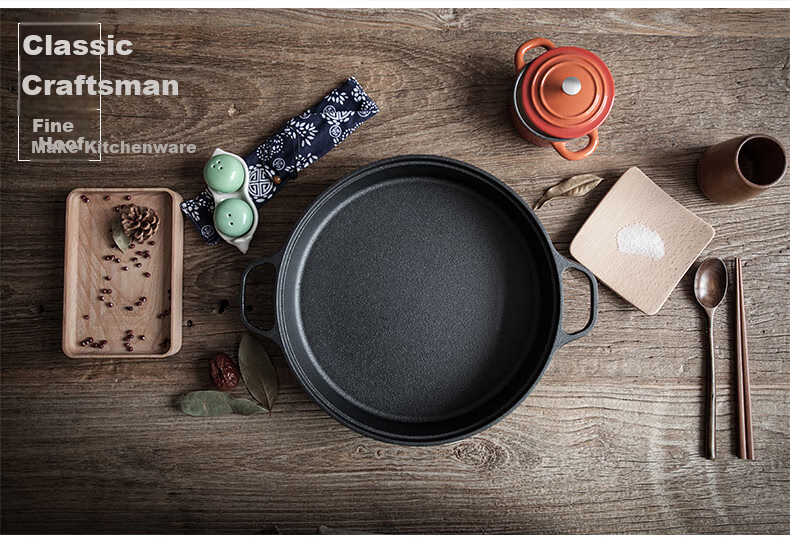 Dianjiang Cast Iron Skillet, 30cm Thick, Uncoated Iron Griddle Pan, Suitable for Pancakes, Eggs, Dumplings, And Steak 8