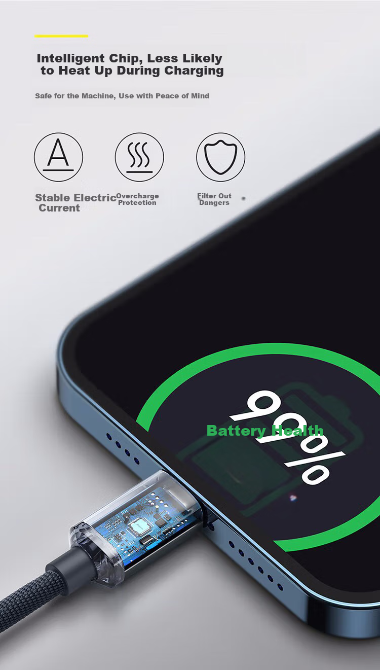 Baseus Apple Data Cable, PD20W Fast Charging Cord, Type-C to Lightning Charging Cable, Suitable for IPhone14/13Pro Max/12/11, Car Charger Compatible, 2 Meters, Black 2