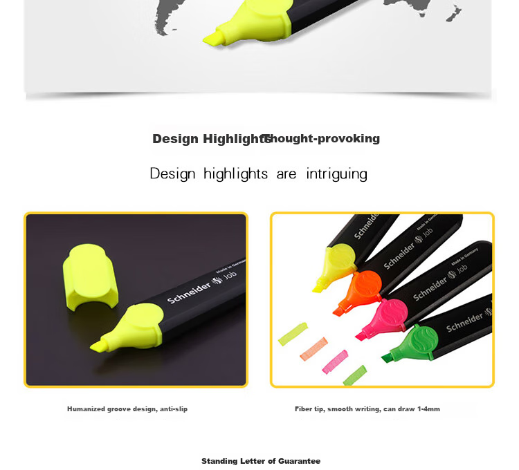Schneider Large Capacity Highlighter Marking Pen for Colorful Highlighting And Note-Taking, Essential Office Supplies, 1-5mm Classic 4-Color Set 1550 3