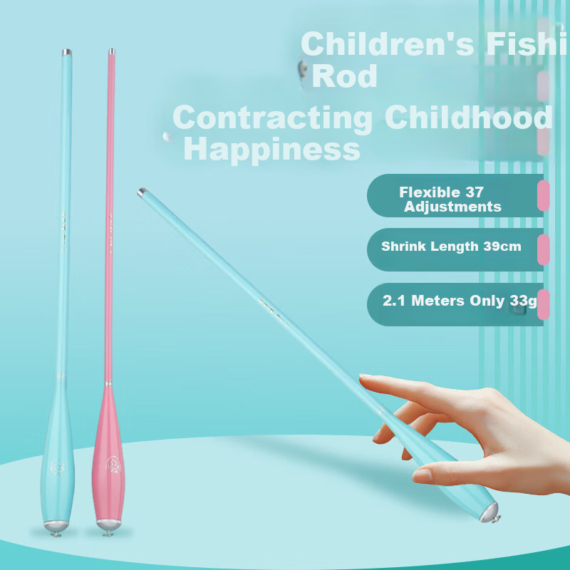 Jinglang Children's Fishing Rod, 2.1m Blue Set, Short Section Fishing Pole, Hand Rod for Kids, Specialized Fishing Rod for Shrimp And Crab Fishing, Small Rod
