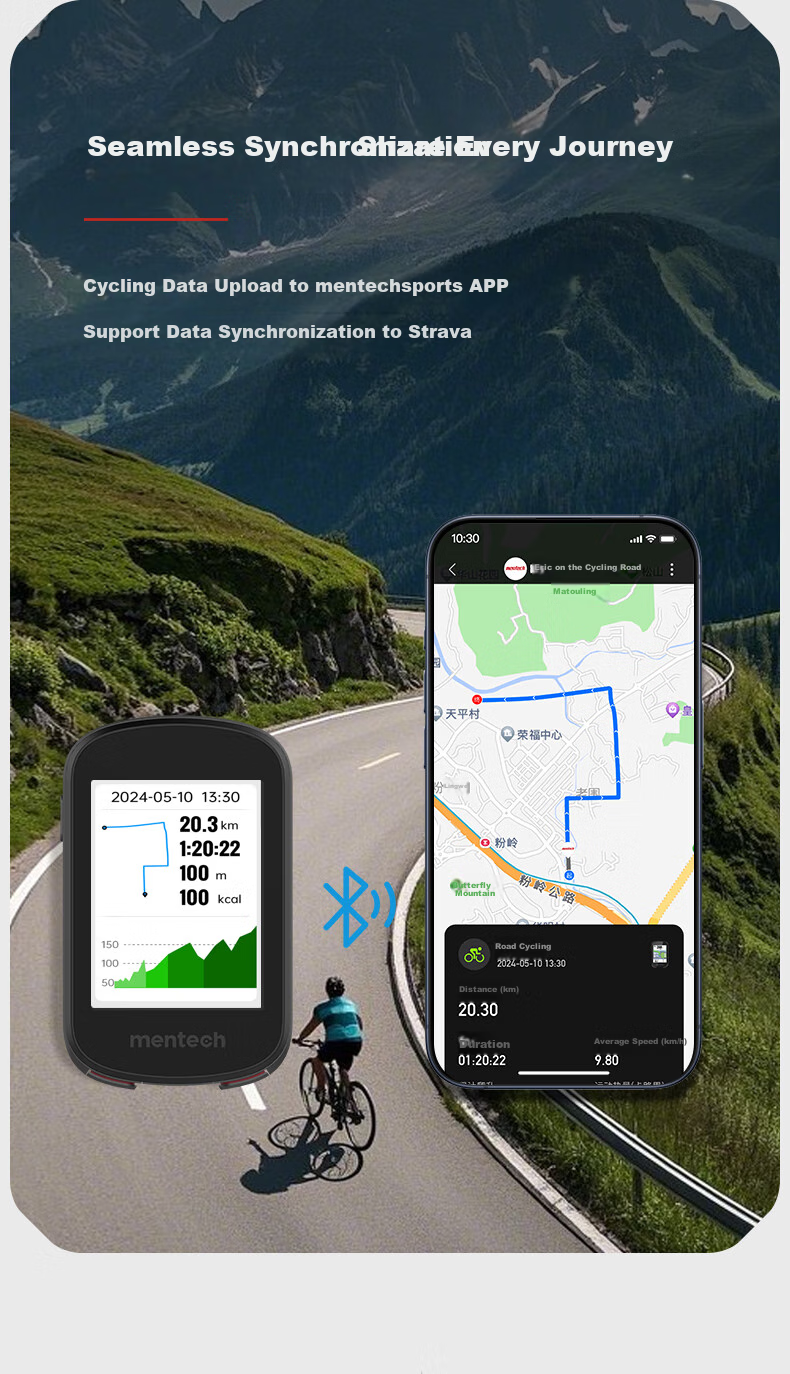 Mentech Avant700 Mountain And Road Bike Computer, GPS Smart Wireless Cycling Navigation, Obsidian Black 18