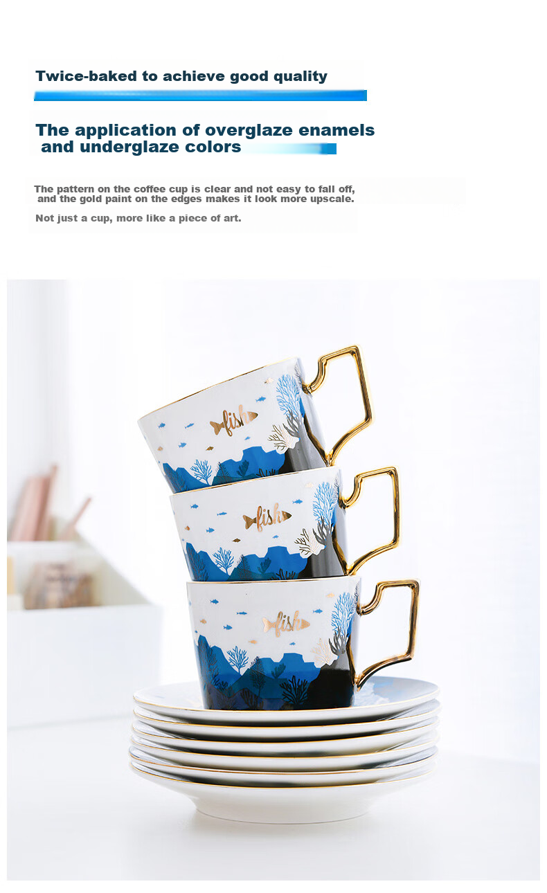 Youlaifu Coffee Cup Set Gift Box, Stylish Afternoon Tea Cups, Ceramic Housewarming Wedding Favor, Mid-Autumn Festival Gift 4