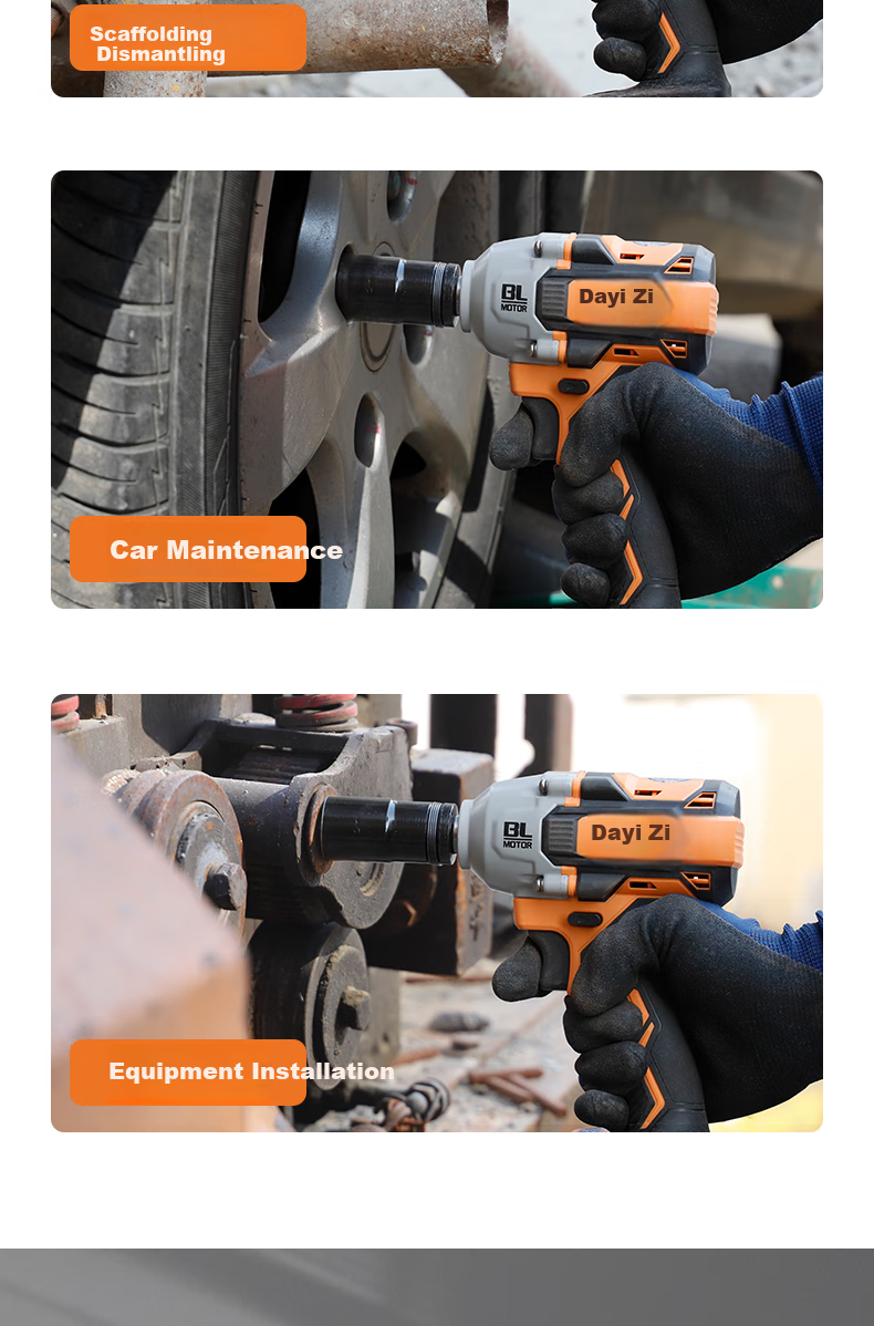 Dayi Electric Wrench, High Torque, 6.0Ah Lithium Battery, Brushless Impact Wrench, Rechargeable Pneumatic Impact Tool, E450-6D 2