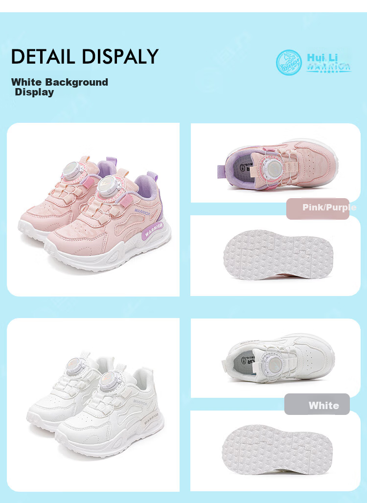 Warrior Girls' Sports Shoes Spring And Autumn Lightweight Soft-Soled Casual Running Shoes WZ(CL)-0686 White Size 35 4