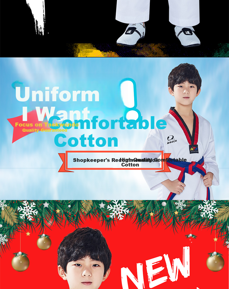 Jingpai Taekwondo Uniform, Pure Cotton Long-Sleeve Children's Taekwondo Suit, Adult Competition Uniform, All-Cotton Taekwondo Clothing, Training Outfit 2