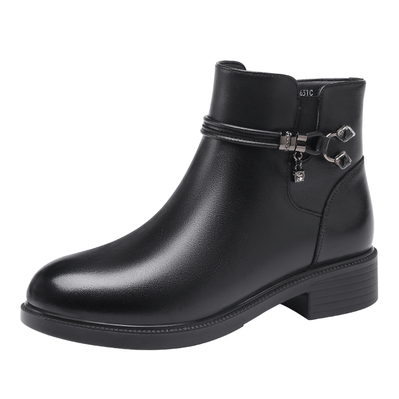 Red Dragonfly Women's Fashion Boots Fleece Lined Warm Lightweight Commuter Short Boots Soft Sole Soft Leather Comfortable WTC459631C Black Size 38