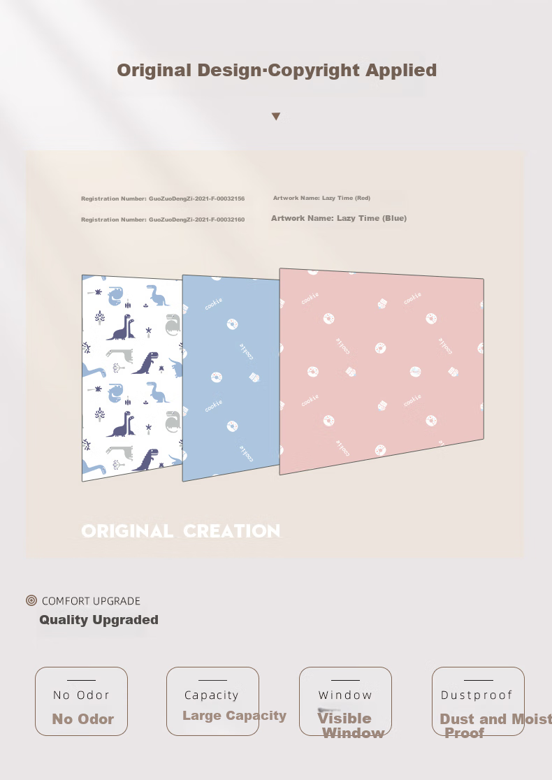 Baicaoyuan Storage Bags for Clothes And Quilts, Moving Packing Bags, Large Dinosaur Design, Extra Large Size, Pack of 2 3