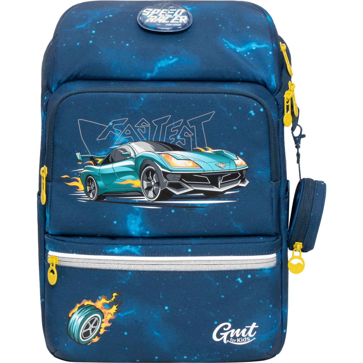 Gmt for Kids Backpack Elementary School Children Large Capacity Lightweight Ergonomic Spine Protection 1-4 Grade Boys Waist Belt Racing Design