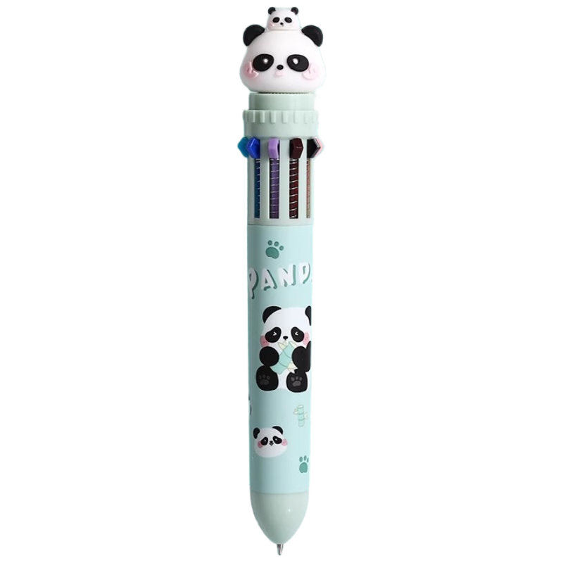 TRUECOLOR 12-Color Panda Jump Ballpoint Pen Cartoon Cute Creative Color Pen Press-Type Multicolor Multifunctional Pen Multi-Color All-in-One Student Marker Note-Taking 1102A