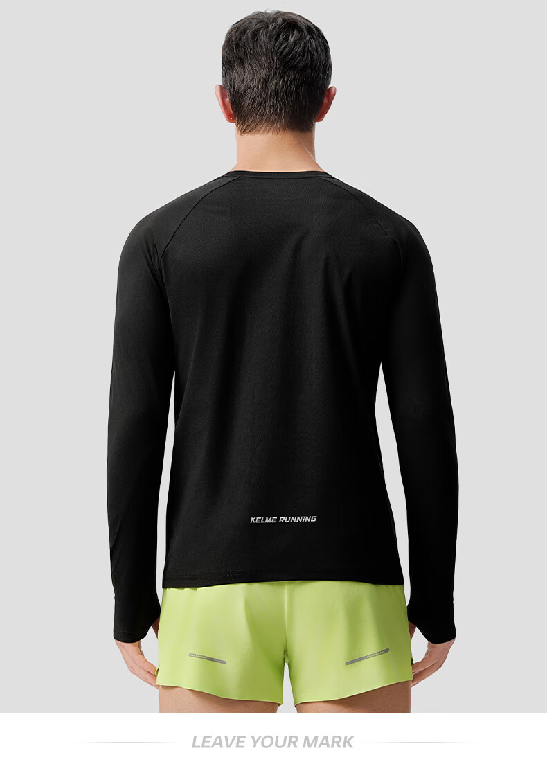 KELME 2025 Spring Cotton-Feel Quick-Dry Long Sleeve Sports T-Shirt Running Football Training Long Sleeve Sportswear Agate Black 2XL 9