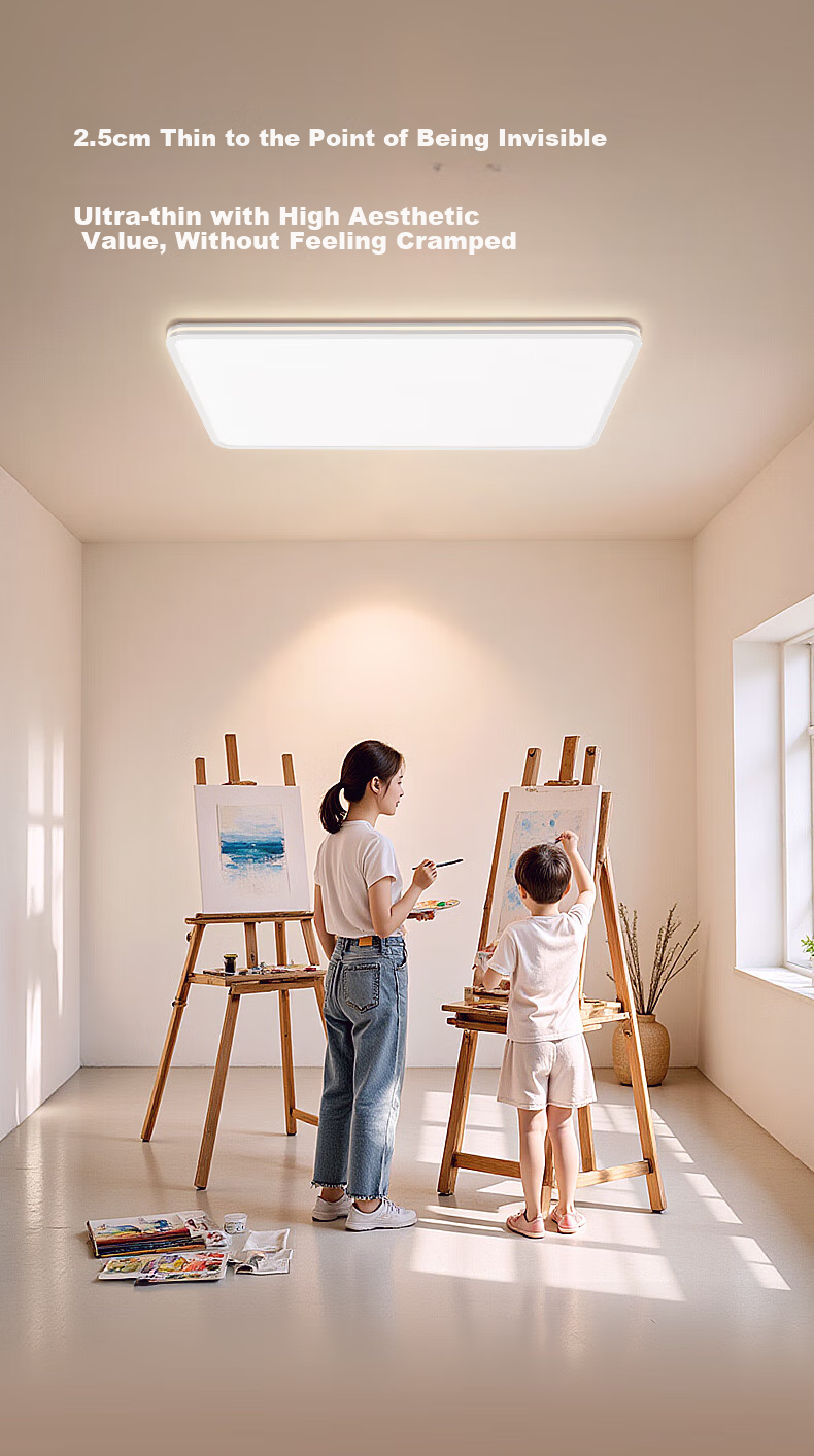Midea Ultra-Thin Ceiling Light for Living Room And Bedroom, Full Spectrum Eye Protection Smart Control Square Light Aurora S5 with Installation Included 10