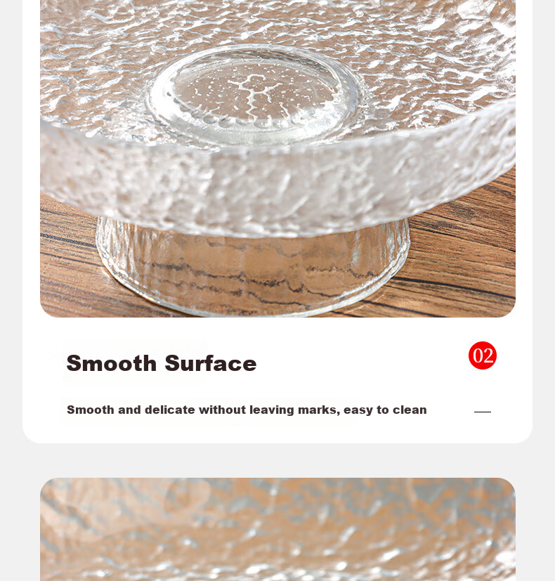BJ Glass Fruit Plate, Tray, Light Luxury Living Room Snack Plate, Dried Fruit Plate, Tea And Dessert Plate, Candy Dish, High-Foot Hammered Patter 15