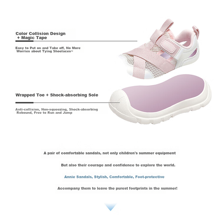 Annil Children's Shoes Summer Boys And Girls Velcro Breathable Non-Slip Big Kids Closed-Toe Sandals Beach Shoes 6294 White Size 32 3