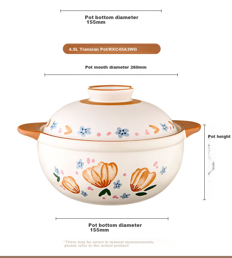 ASD Clay Pot Stew Pot 3.5L for Soup And Rice, Ceramic Pot for Chinese Medicine, Gas Stove Casserole 16