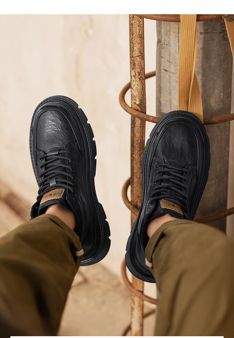 Bull Family Martin Boots Men Autumn Winter New Retro British Style Side Zipper Work Shoes High Top Outdoor Combat Boots 7