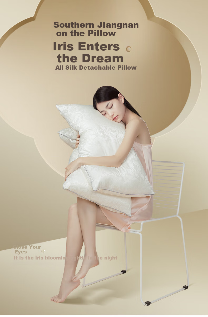 Taihuxue Adult Silk Fiber Pillow, Medium-Sized with Silk Fiber Filling, Soft And Breathable, Single Pack 48*74 1